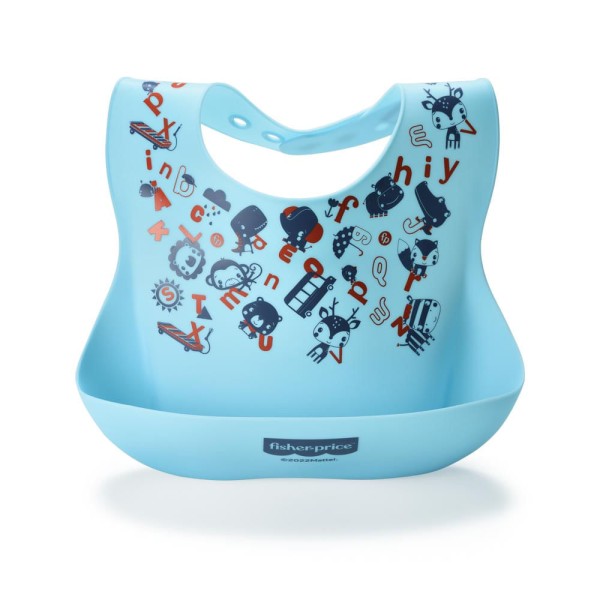 Babador De Silicone Fisher Price Com 1 Azul Estampado