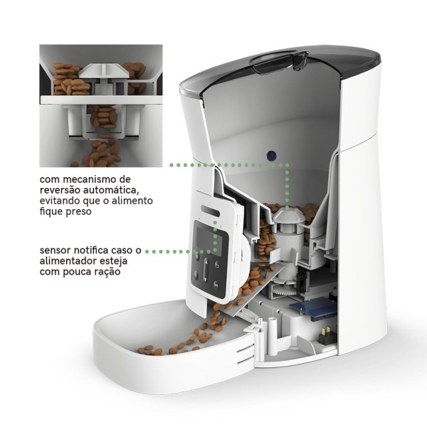 Encontraproduto.com.br - Alimentador Automático 4L Auto Feeder Branco Mimo Tech - Multilaser