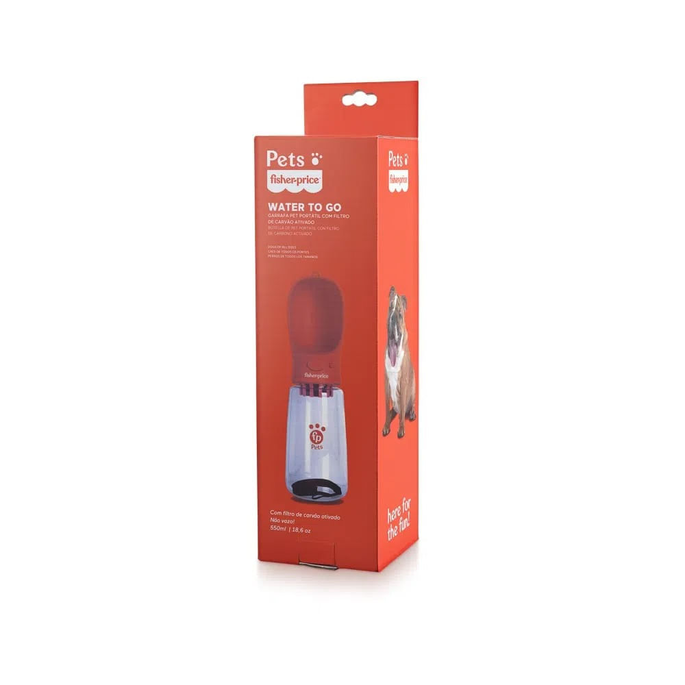 Encontraproduto.com.br - Garrafa Portátil 550ml Cinza Com Filtro De Carvão Ativado Fisher Price - Multilaser