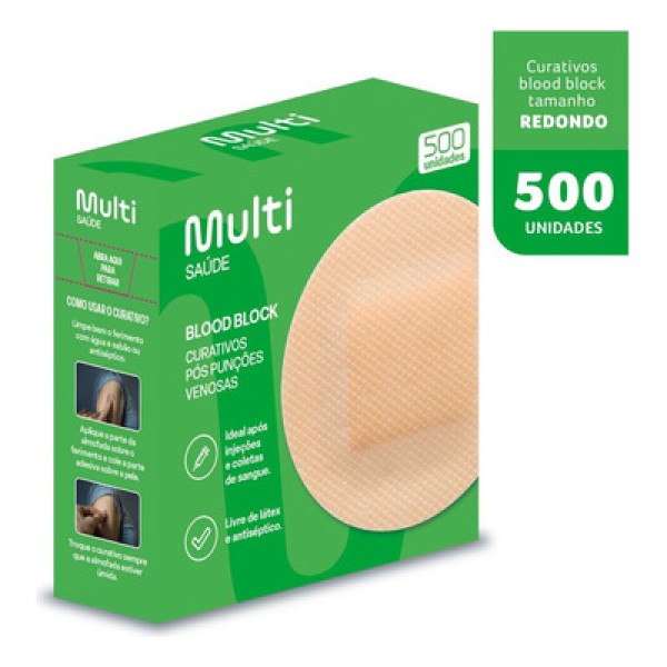 Encontraproduto.com.br - Curativo Redondo em Fita Caixa c/ 500 Uni. Multi Saúde - HC485