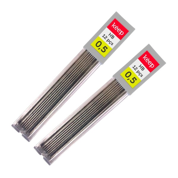 Encontraproduto.com.br - Tubo de Grafite HB 0,5mm Blister c/ 2 Tubos Keep - EI124 EI124