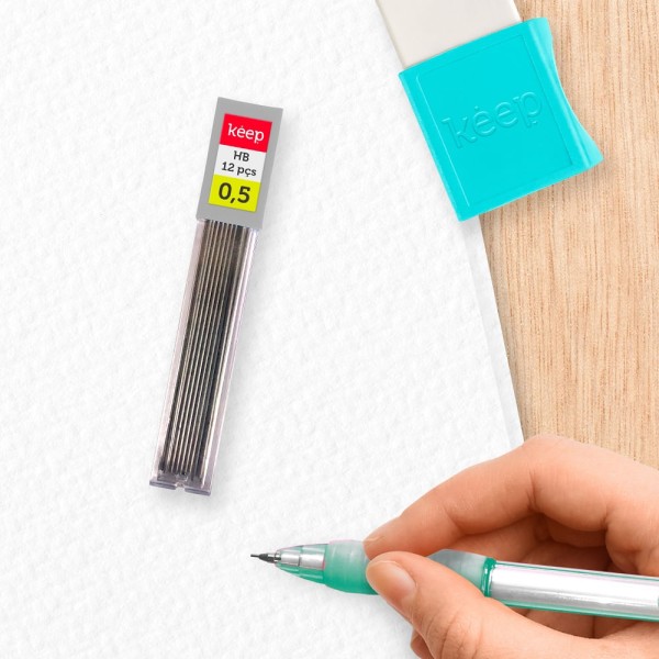 Encontraproduto.com.br - Tubo de Grafite HB 0,5mm Blister c/ 2 Tubos Keep - EI124 EI124