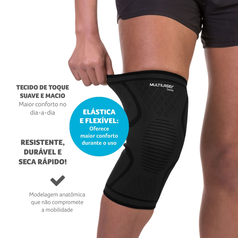 Encontraproduto.com.br - Joelheira Elástica Unissex Tam G Multilaser Saúde - HC339 HC339