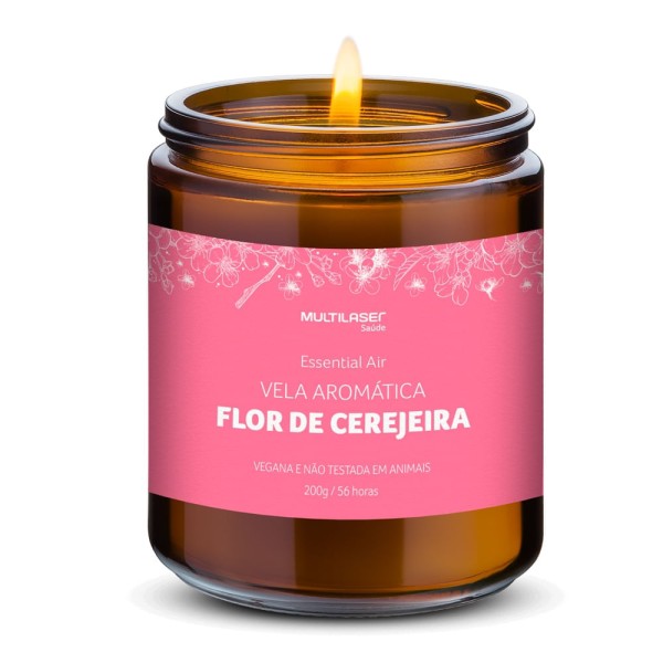 Encontraproduto.com.br - Vela Aromática De Flor De Cerejeira - 200g -Multilaser Hc523