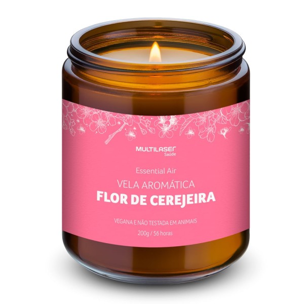 Encontraproduto.com.br - Vela Aromática De Flor De Cerejeira - 200g -Multilaser Hc523