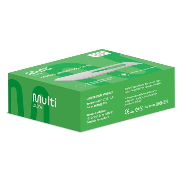 Encontraproduto.com.br - Lâmina de Bisturi N.10 Cx com 100 unidades Multi Saúde - HC531