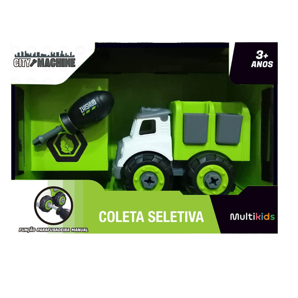 Encontraproduto.com.br - Veículo com Acessórios - City Machine - Caminhão de Coleta - Multikids