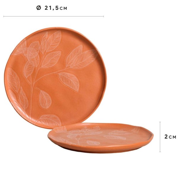 Encontraproduto.com.br - Conjunto com 6 Pratos de Sobremesa Porto Brasil Bio Agreste em Stoneware 21,5cm – Laranja