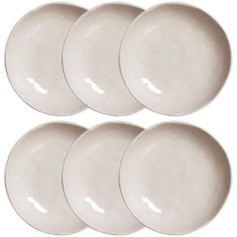 Conjunto com 6 Pratos Fundos Porto Brasil Clay em Bio Stoneware 22,5cm  Areia