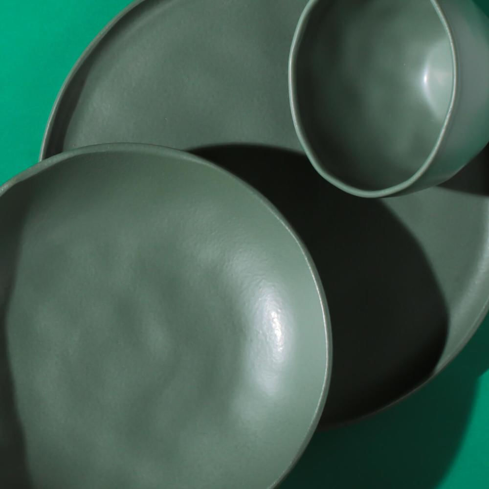 Encontraproduto.com.br - Conjunto de Bowls Porto Brasil Orgânico Leaf em Stoneware Verde 558 ml - 6 Peças