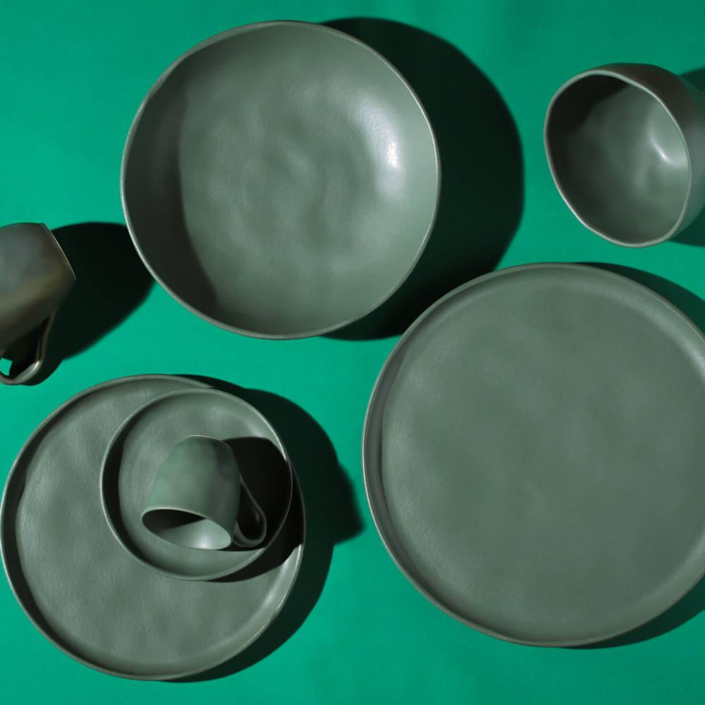 Encontraproduto.com.br - Conjunto de Bowls Porto Brasil Orgânico Leaf em Stoneware Verde 558 ml - 6 Peças