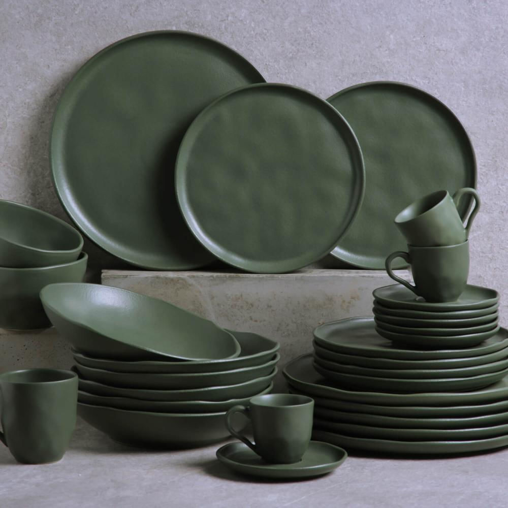Encontraproduto.com.br - Conjunto de Bowls Porto Brasil Orgânico Leaf em Stoneware Verde 558 ml - 6 Peças