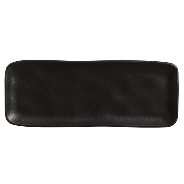 Encontraproduto.com.br - Travessa Retangular Orgânica Preta Matte Porto Brasil 33x13 cm