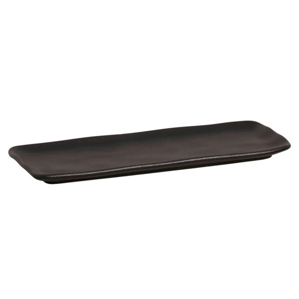 Encontraproduto.com.br - Travessa Retangular Orgânica Preta Matte Porto Brasil 33x13 cm