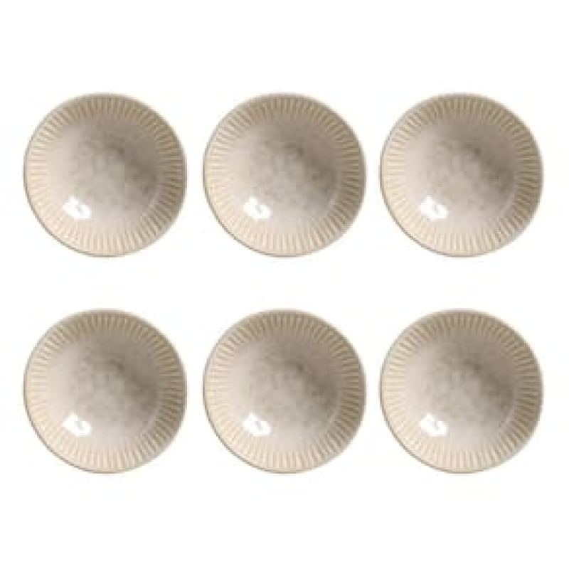 Conjunto de Cumbucas Porto Brasil Cerâmica Linhas Latte Bege 6 peças  370 ml