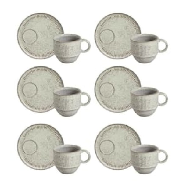 Conjunto de Xícaras de Chá Empilháveis com Pires Porto Brasil Pistache 6 peças  230 ml