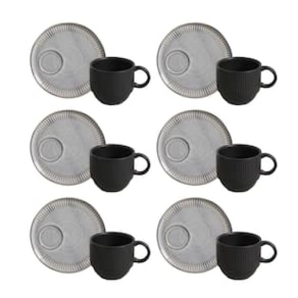 Encontraproduto.com.br - Conjunto de Xícaras de Chá Empilháveis com Pires Porto Brasil Dust 6 peças - 230 ml