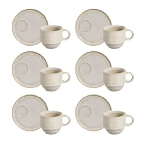 Conjunto de Xícaras de Chá Empilháveis com Pires Porto Brasil Latte  230 ml