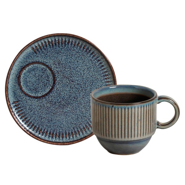 Encontraproduto.com.br - Xicara de Café com Pires Linhas Titanium Porto Brasil 230 ml