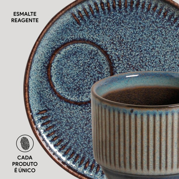 Encontraproduto.com.br - Xicara de Café com Pires Linhas Titanium Porto Brasil 230 ml