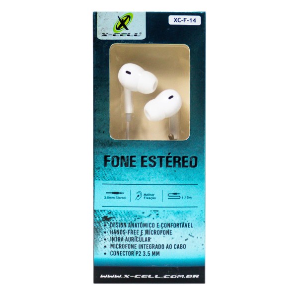 Fone de Ouvido Stereo Botão Atender Plug P2 Extra Bass Xc-F-14-B