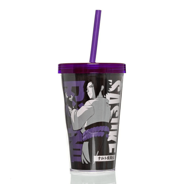 Encontraproduto.com.br - Copo Canudo Sasuke 450Ml Naruto Club Comix 24136