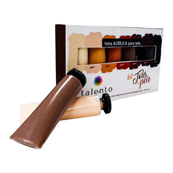 Encontraproduto.com.br - Tinta Acrílica Tons de Pele Estojo com 7 tubos de 20ml Talento
