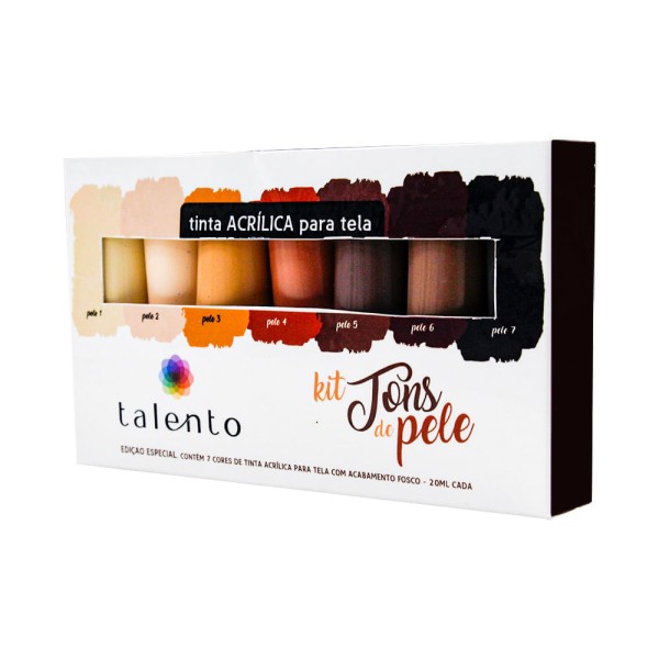 Encontraproduto.com.br - Tinta Acrílica Tons de Pele Estojo com 7 tubos de 20ml Talento