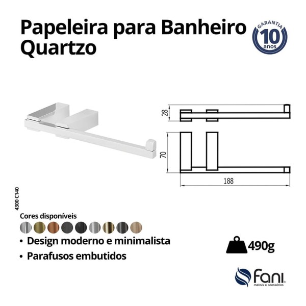 Encontraproduto.com.br - Papeleira Sem Cobertura 4300 C140 Quartzo Cromado Fani