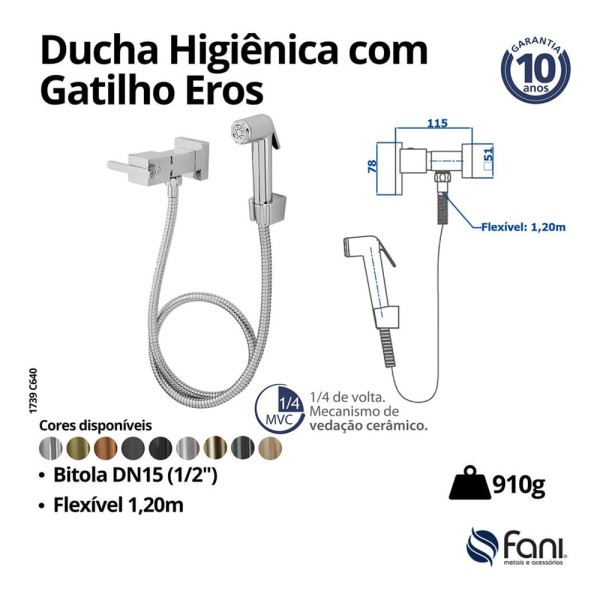 Encontraproduto.com.br - Ducha Higiênica com Gatilho Abs Flexível Eros Rosso Vecchio