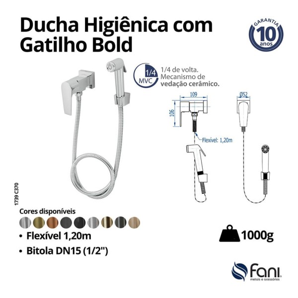 Encontraproduto.com.br - Ducha higienica gatilho flexivel 1 20mt 1739 dv370