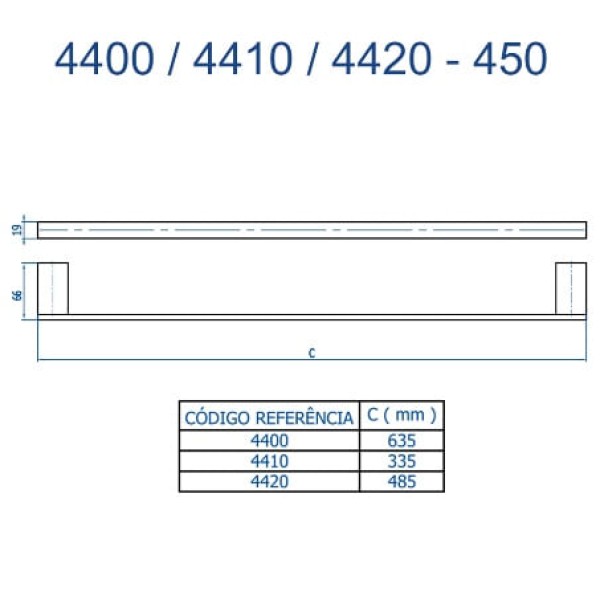 Encontraproduto.com.br - Porta Toalha Reto Longo Horus 63cm Doro Vecchio - Fani - 4400 DV450 - Unitário