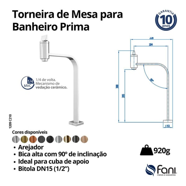 Encontraproduto.com.br - Torneira de Mesa Lavatório Prima 1.1/2