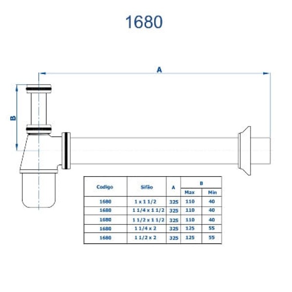 Encontraproduto.com.br - Sifao regulavel lavatorio 1680 bl 1x1 1 2