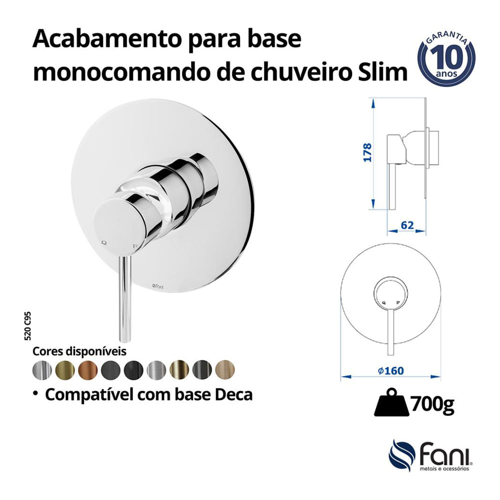 Encontraproduto.com.br - Acabamento monocomando Slim 520 RV95 Fani