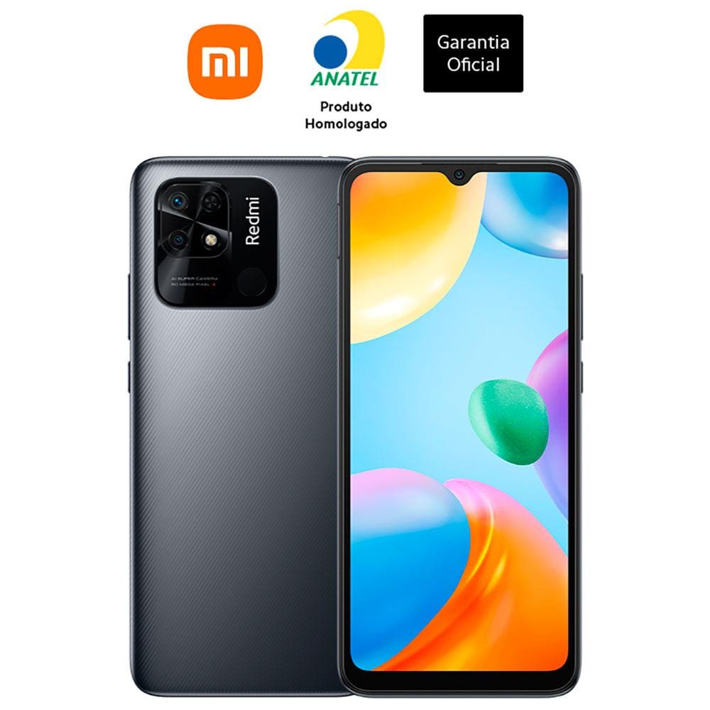 Smartphone Xiaomi Redmi 10C Cinza 64GB, Tela 6,71