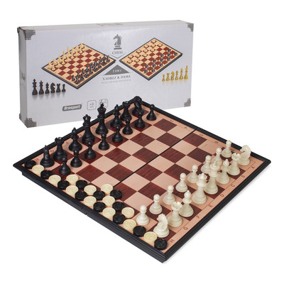 Jogo De Xadrez 2 Em 1 30X30cm Em Plástico MB