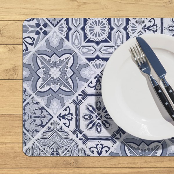 Encontraproduto.com.br - 10 Jogo Americano Azulejo Coimbra - Impermeável  PVC