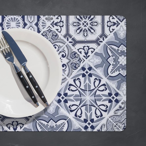 Encontraproduto.com.br - 20 Jogo Americano Azulejo Coimbra - Impermeável  PVC