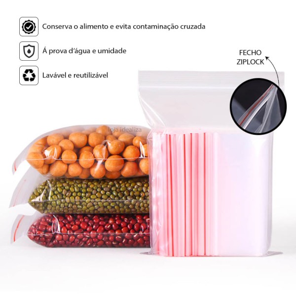 Encontraproduto.com.br - 10 Saco Hermético Fecha Fácil Ziplock Freezer Multiuso N9 M