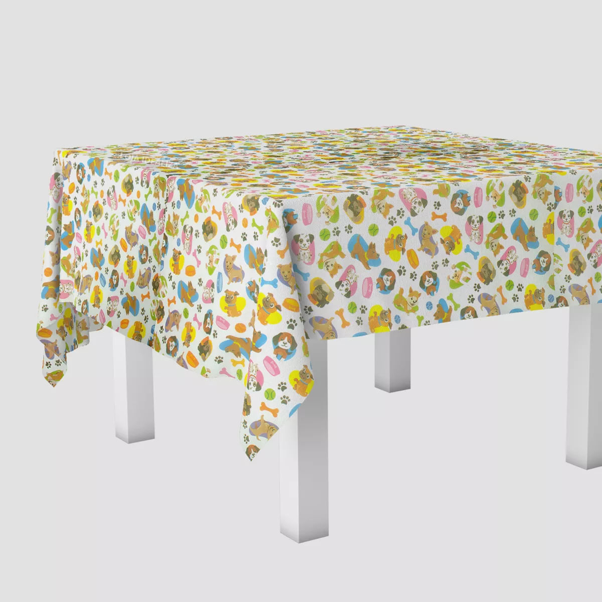 Encontraproduto.com.br - 4 Toalha Mesa TNT Festa Pet Cachorro Osso Patinha 140X140