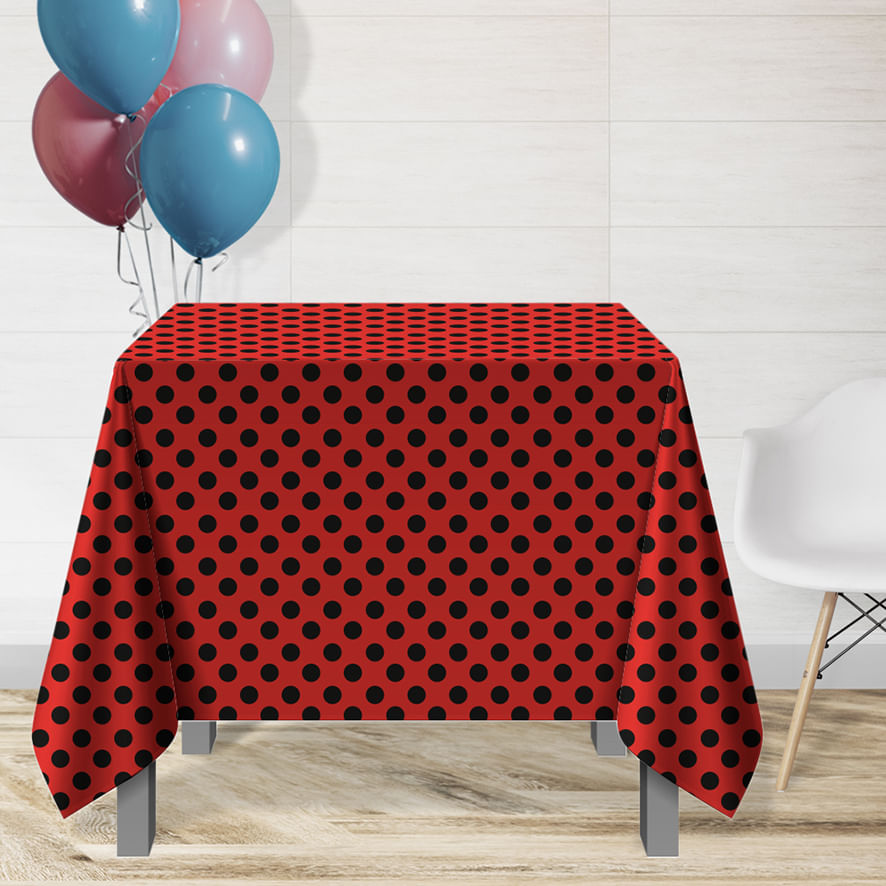 Encontraproduto.com.br - 6 Toalha Mesa Festa Estampado TNT Poá Bolinha Lady 70X70