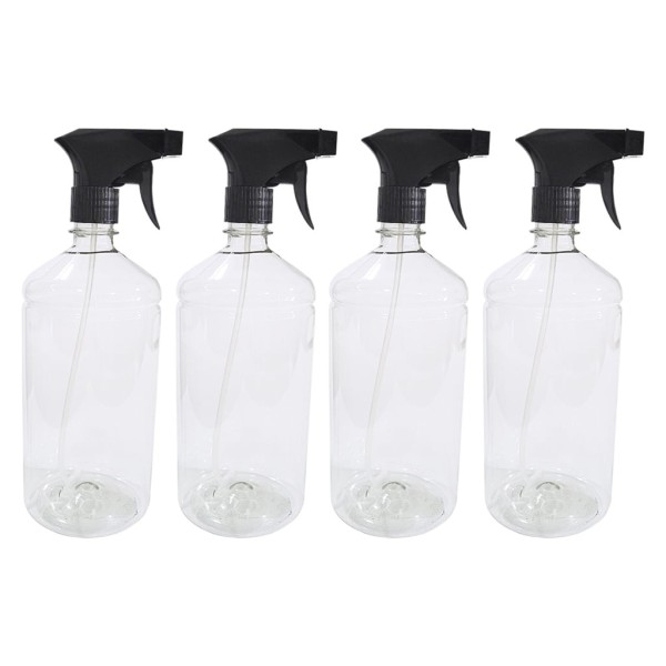 Encontraproduto.com.br - 4 Frasco Borrifador Spray 1000ml Cilíndrico Gatilho Preto