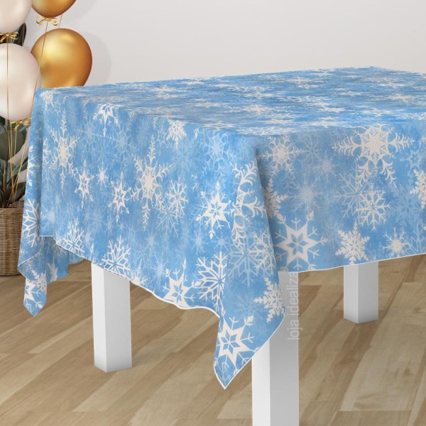 Encontraproduto.com.br - 10 Toalha Mesa Festa Tnt Estampado Floco Neve Frosen 70x70