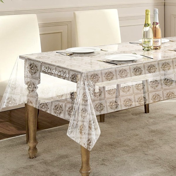 Encontraproduto.com.br - Toalha Mesa Plástico Transparente 6 Lugares 1,40x1,80 M2