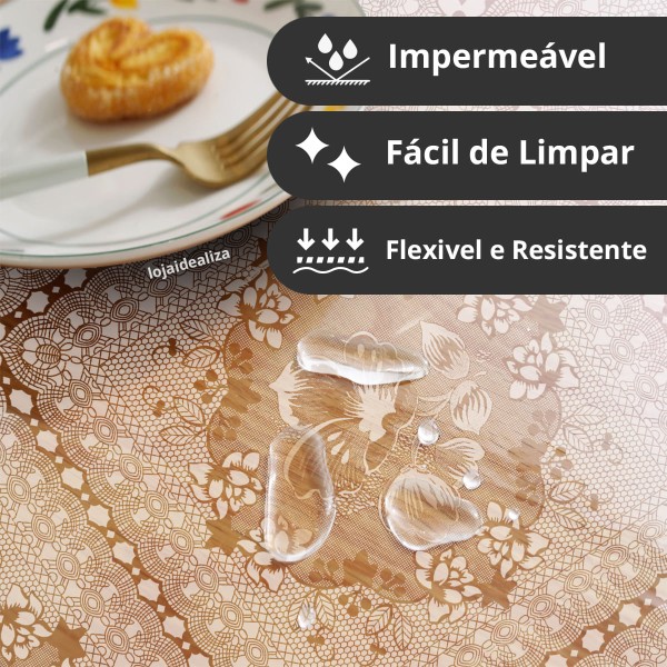 Encontraproduto.com.br - Toalha Mesa Plástico Transparente 6 e 8 Lugares 1,40x2,20 M2