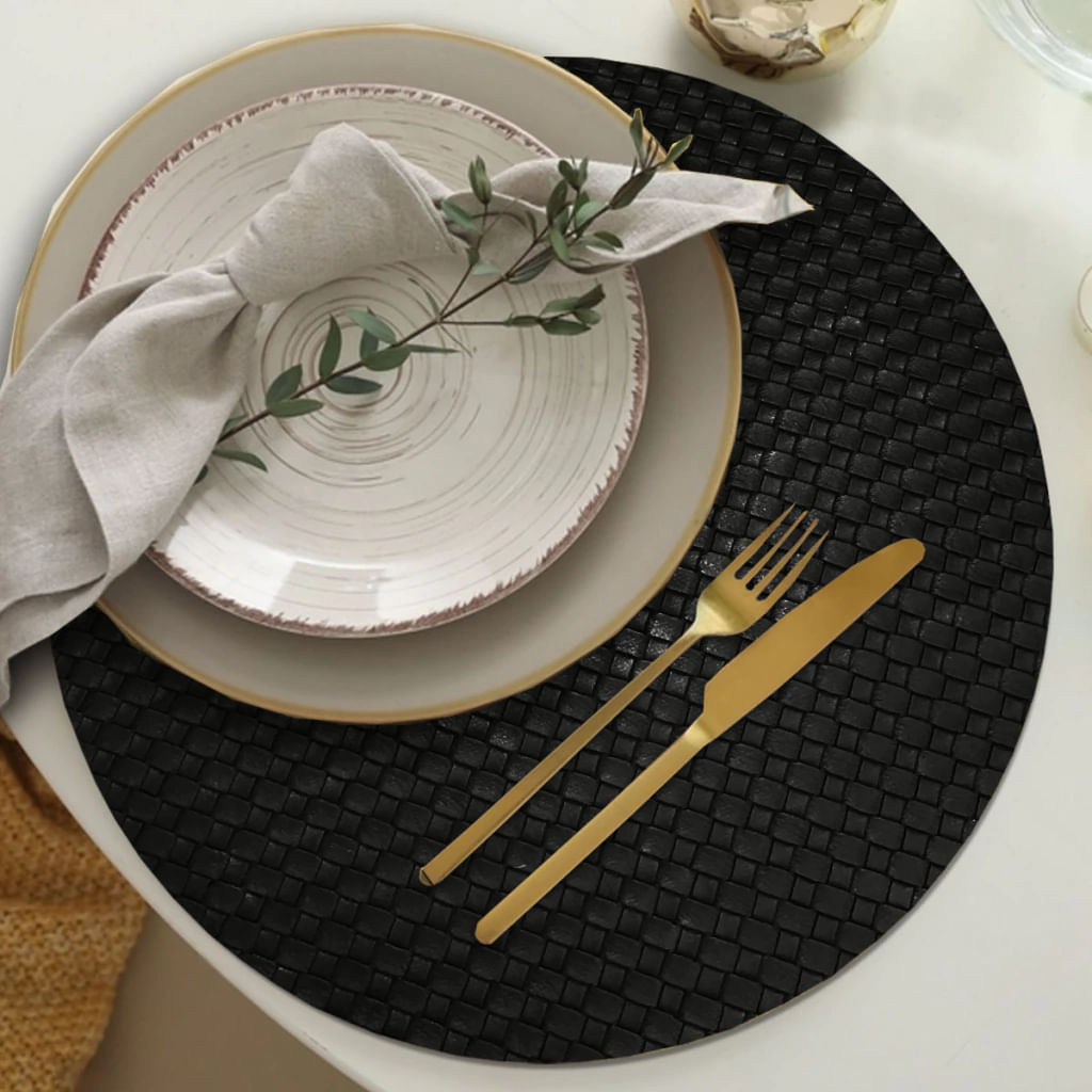 Encontraproduto.com.br - 12 Jogo Americano Redondo Sousplat Mesa Posta Luxo Trm Pt