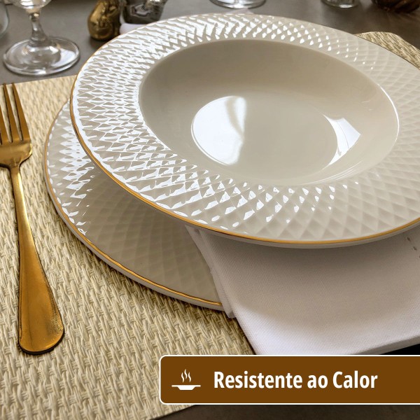 Encontraproduto.com.br - 8 Jogo Americano Mesa Posta Luxo Impermeável Pvc Plh Bgc