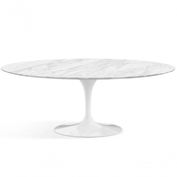 Encontraproduto.com.br - Mesa De Jantar Saarinen Oval 120X80cm Mármore Carrara Branco