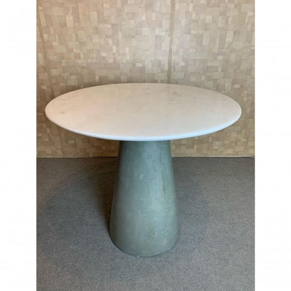 Mesa De Jantar Cone Cimento Queimado 110 Cm Tampo Mármore Branco Extra Cor Branco